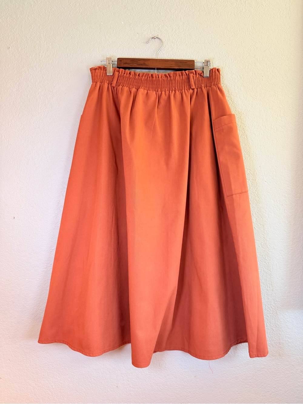 Vintage Sears 70s Carriage Court Sport Rust A-Line Button Front Midi Skirt 16 - Picture 4 of 9
